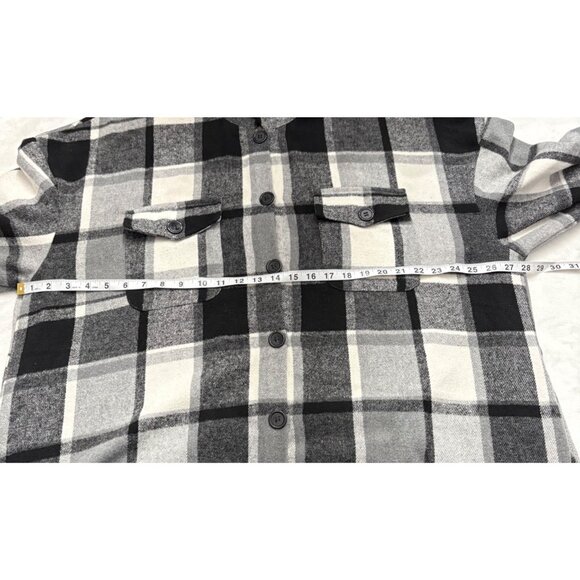 Womens Black & White Plaid Button-Up Shacket W/ Long Sleeves & Pockets Size 20W - Picture 8 of 12
